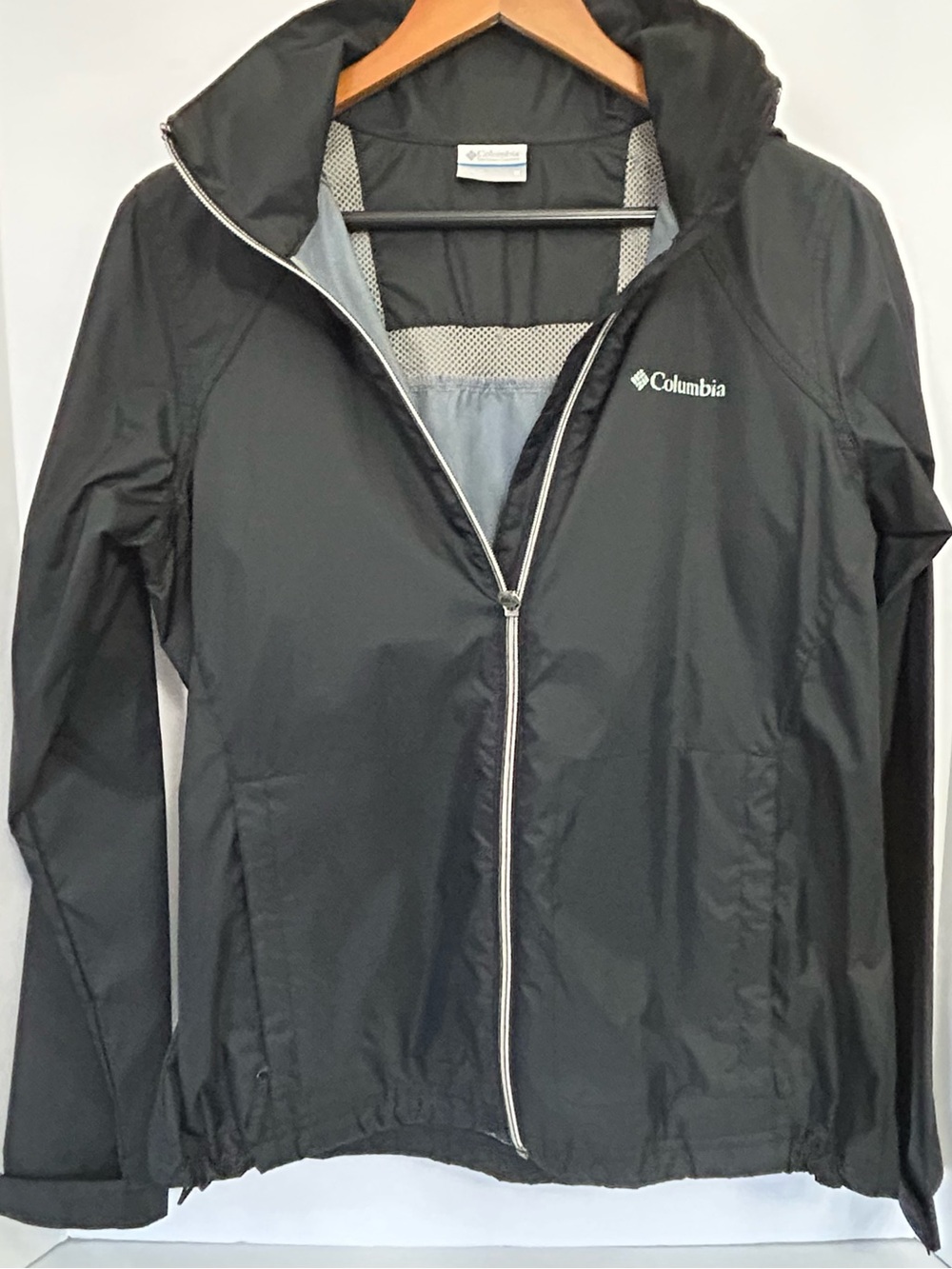 Columbia Black Women's Lightweight Hooded Rain Windbreaker Utility Jacket